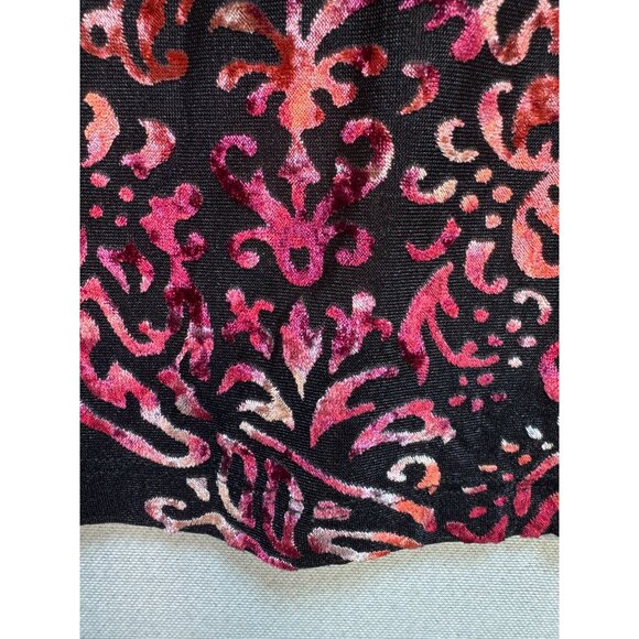 Venezia Velvet Burnout Wrap Blouse Top Womens 14/16 Red Sheer Flared Sleeves - Picture 5 of 12